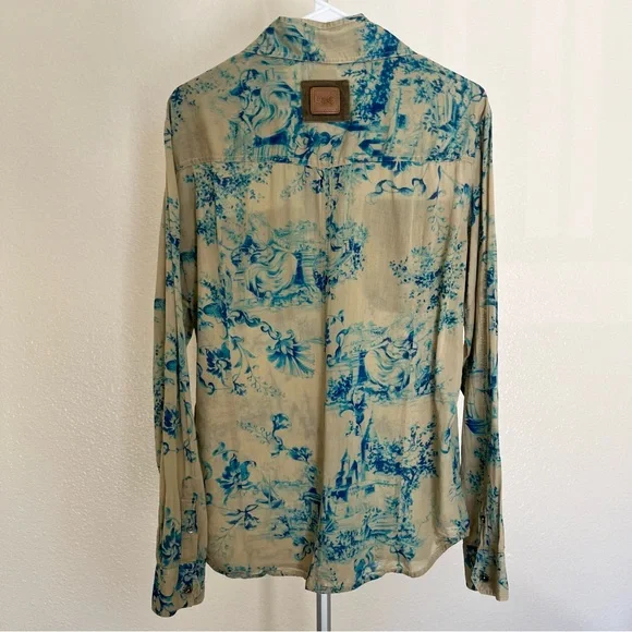 Vintage 1998 Dolce & Gabbana Toile De Jouy Beige & Bleu Shirt Size L - Picture 4 of 14